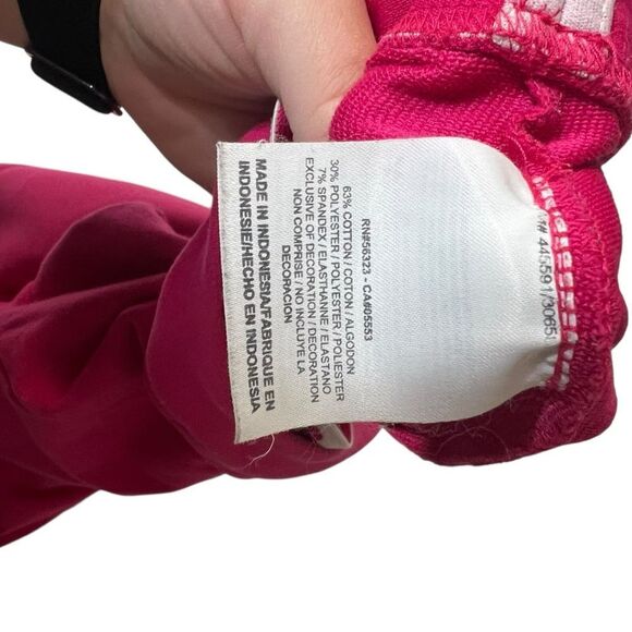 Nike foldover small cropped Sweatpants Pink Cotton Joggers White Swoosh - Picture 13 of 14